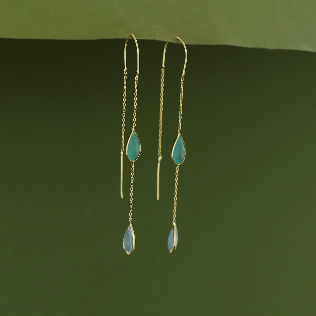 Jaisica Dual Glossy Drop Needle And Thread Earring