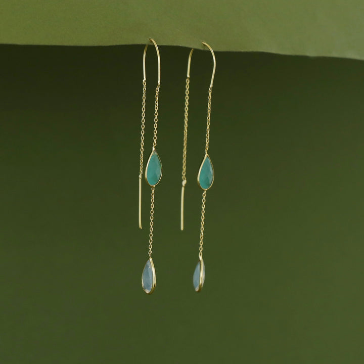 Jaisica Dual Glossy Drop Needle And Thread Earring