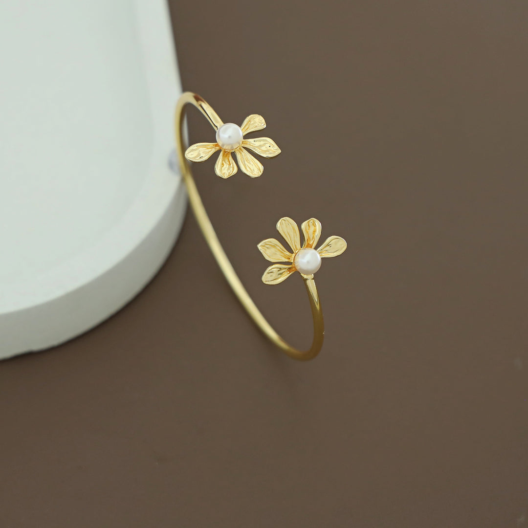 Bonnie Golden Twin Half Flower Bangle
