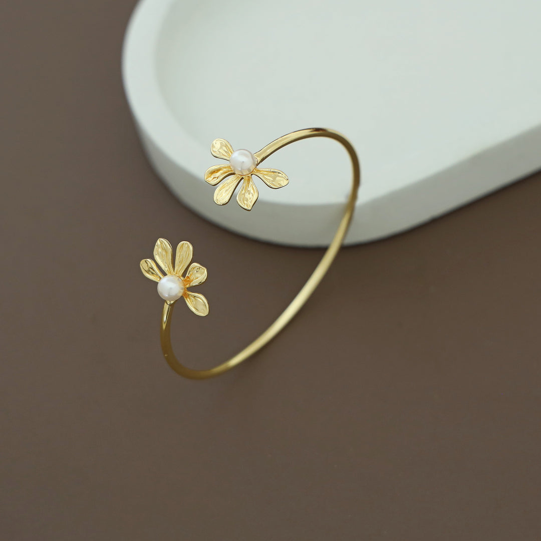 Bonnie Golden Twin Half Flower Bangle