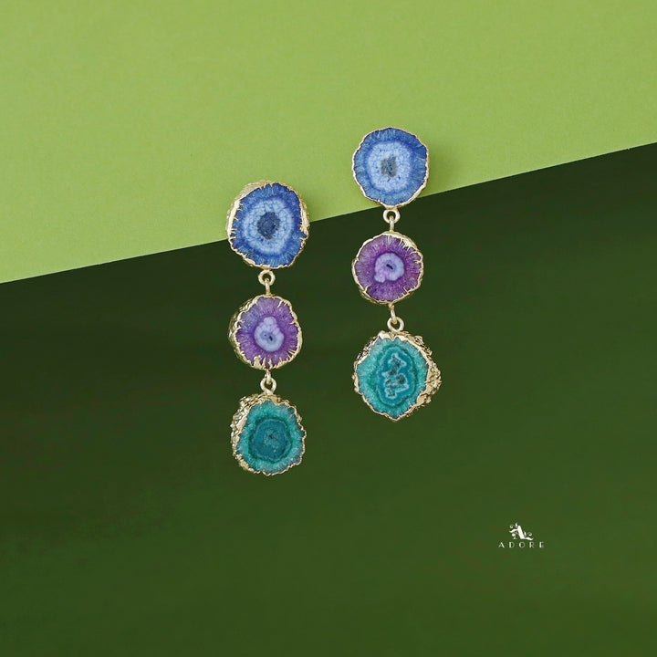 Iliana 3 Layer Solar Agate Earring