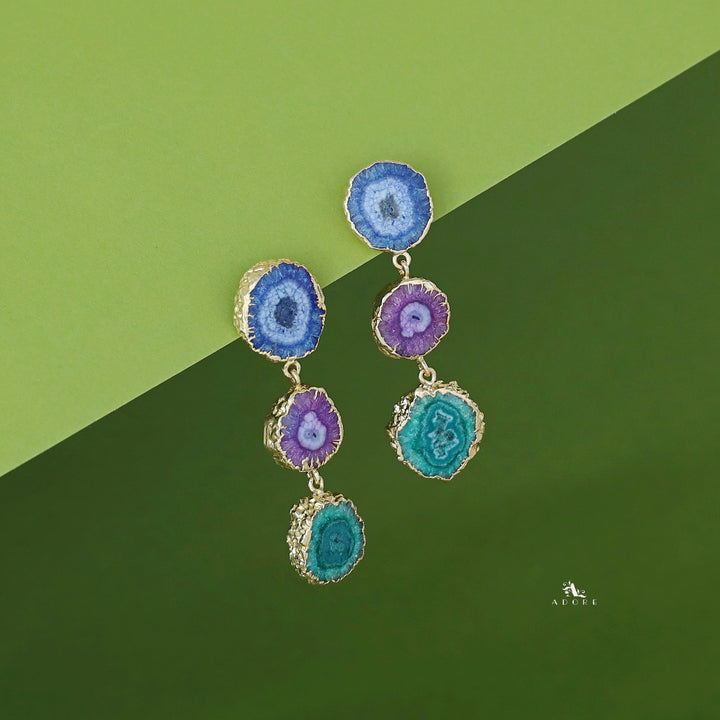 Iliana 3 Layer Solar Agate Earring