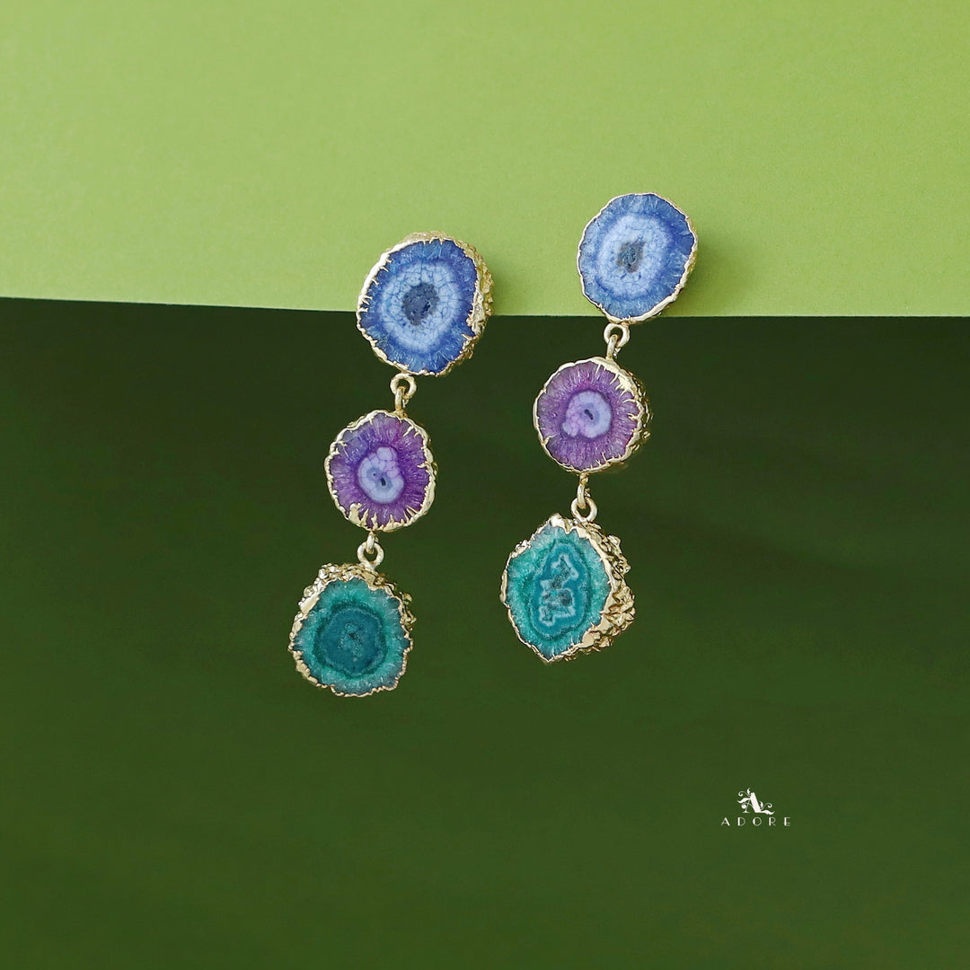 Iliana 3 Layer Solar Agate Earring
