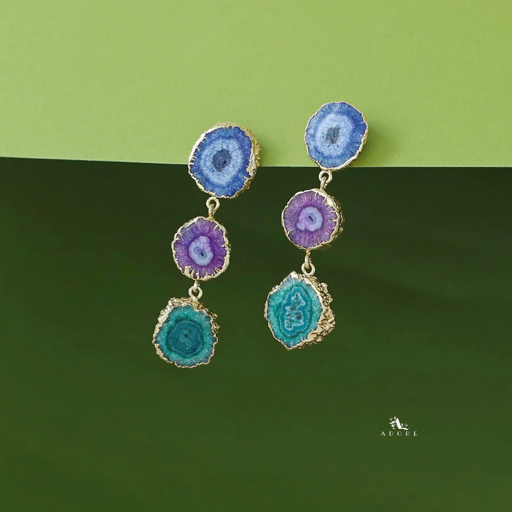 Iliana 3 Layer Solar Agate Earring