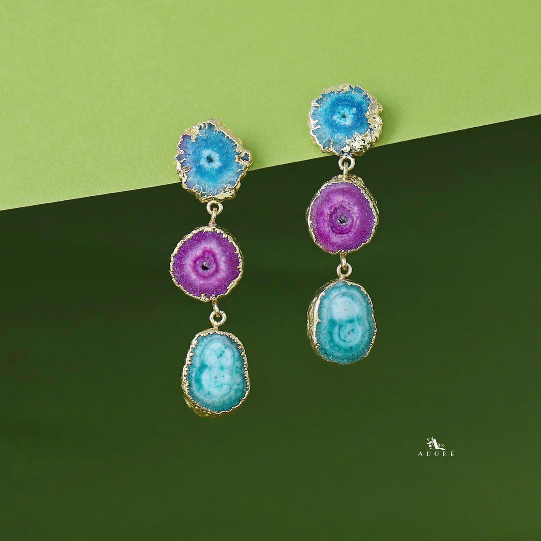 Iliana 3 Layer Solar Agate Earring