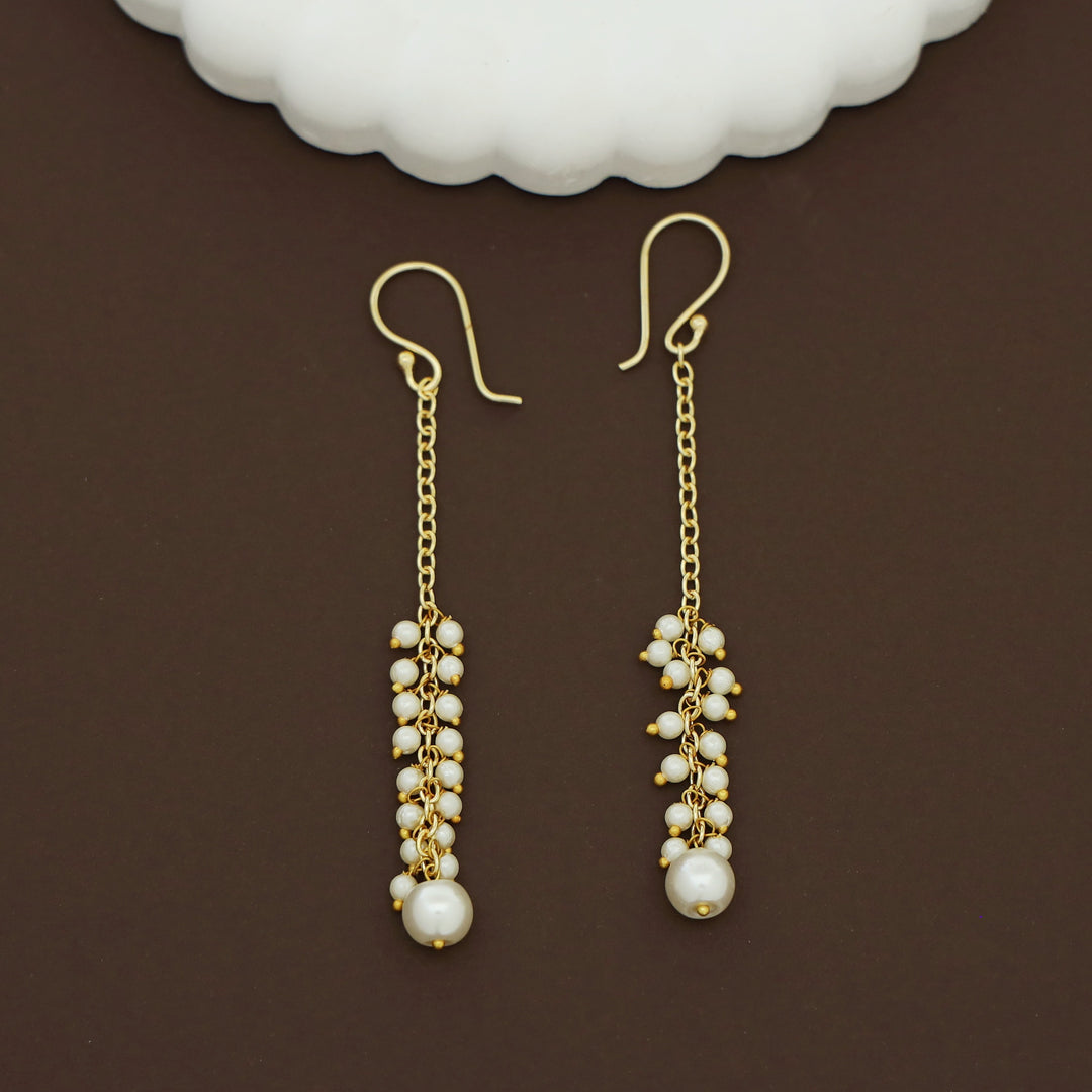 Jewel Golden Chainy Cluster Pearl Drop