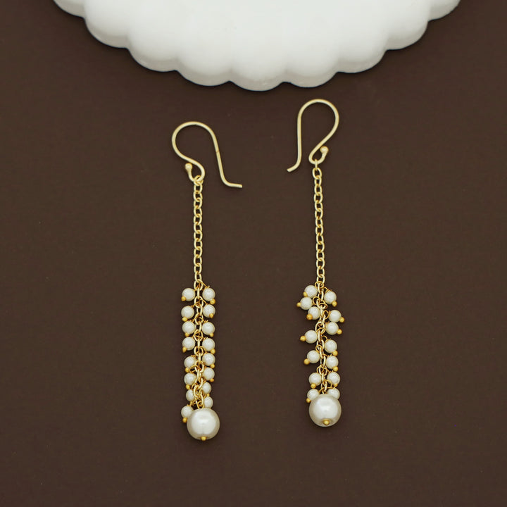 Jewel Golden Chainy Cluster Pearl Drop