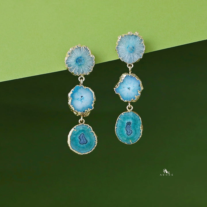 Iliana 3 Layer Solar Agate Earring