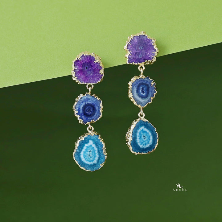 Iliana 3 Layer Solar Agate Earring