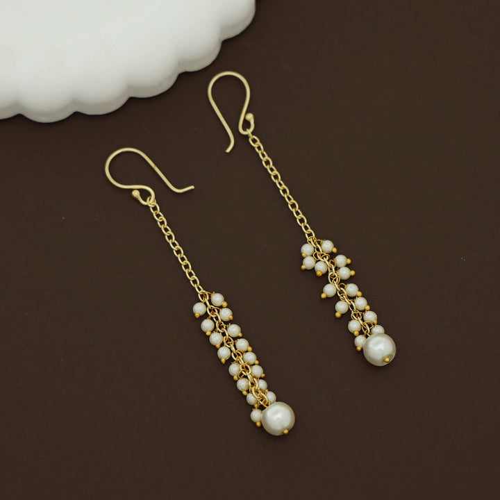 Jewel Golden Chainy Cluster Pearl Drop