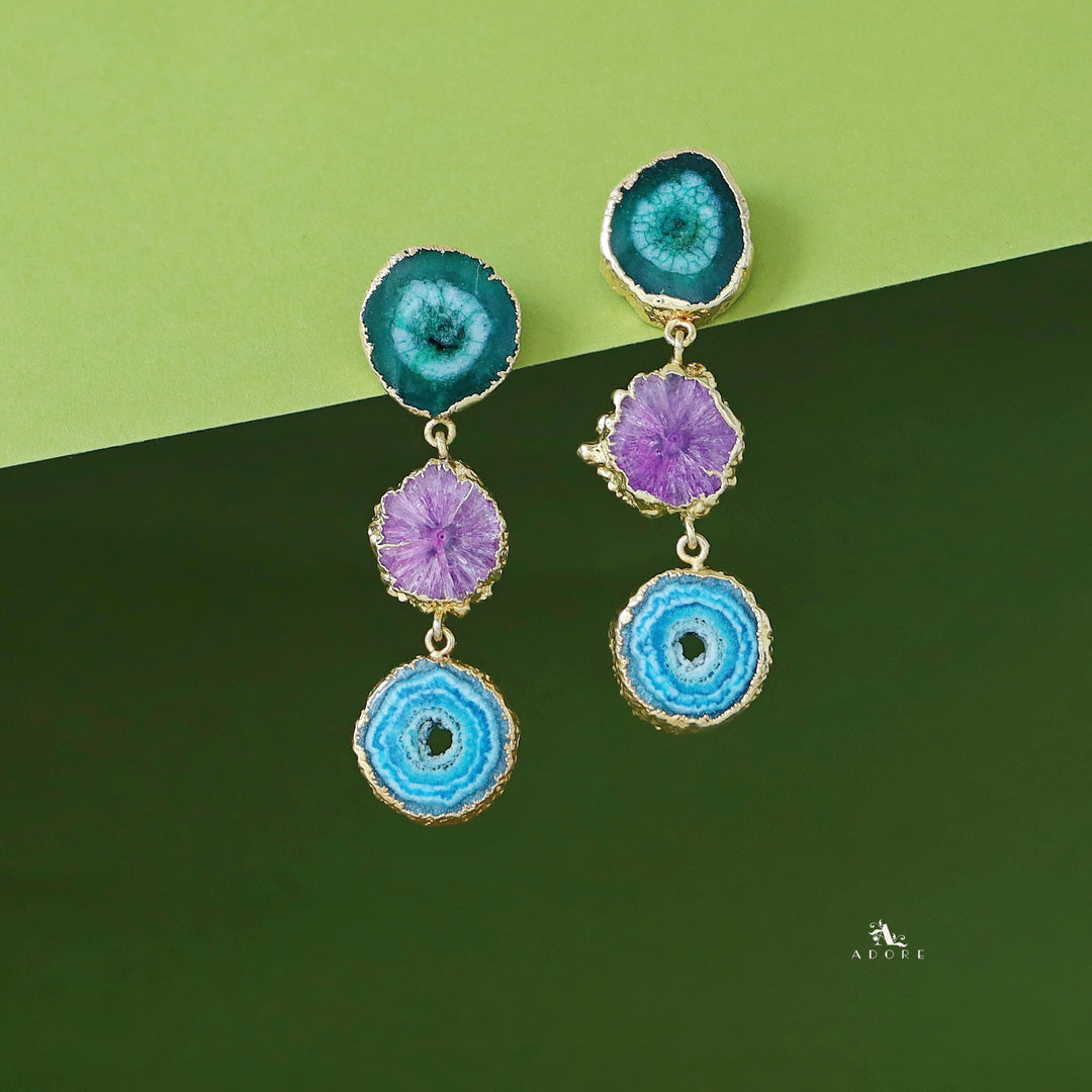 Iliana 3 Layer Solar Agate Earring
