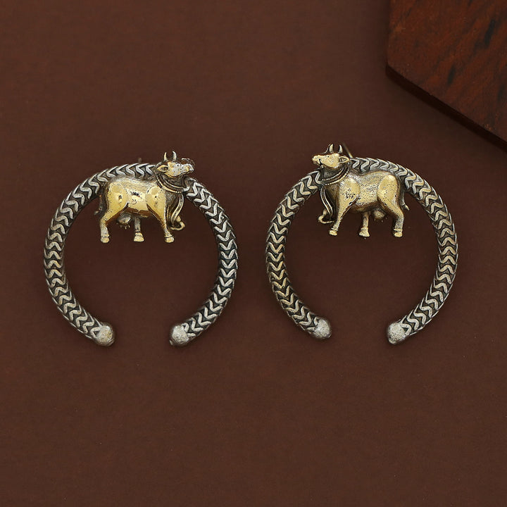 Akruthy Open Circle Dual Tone Nandi Earring