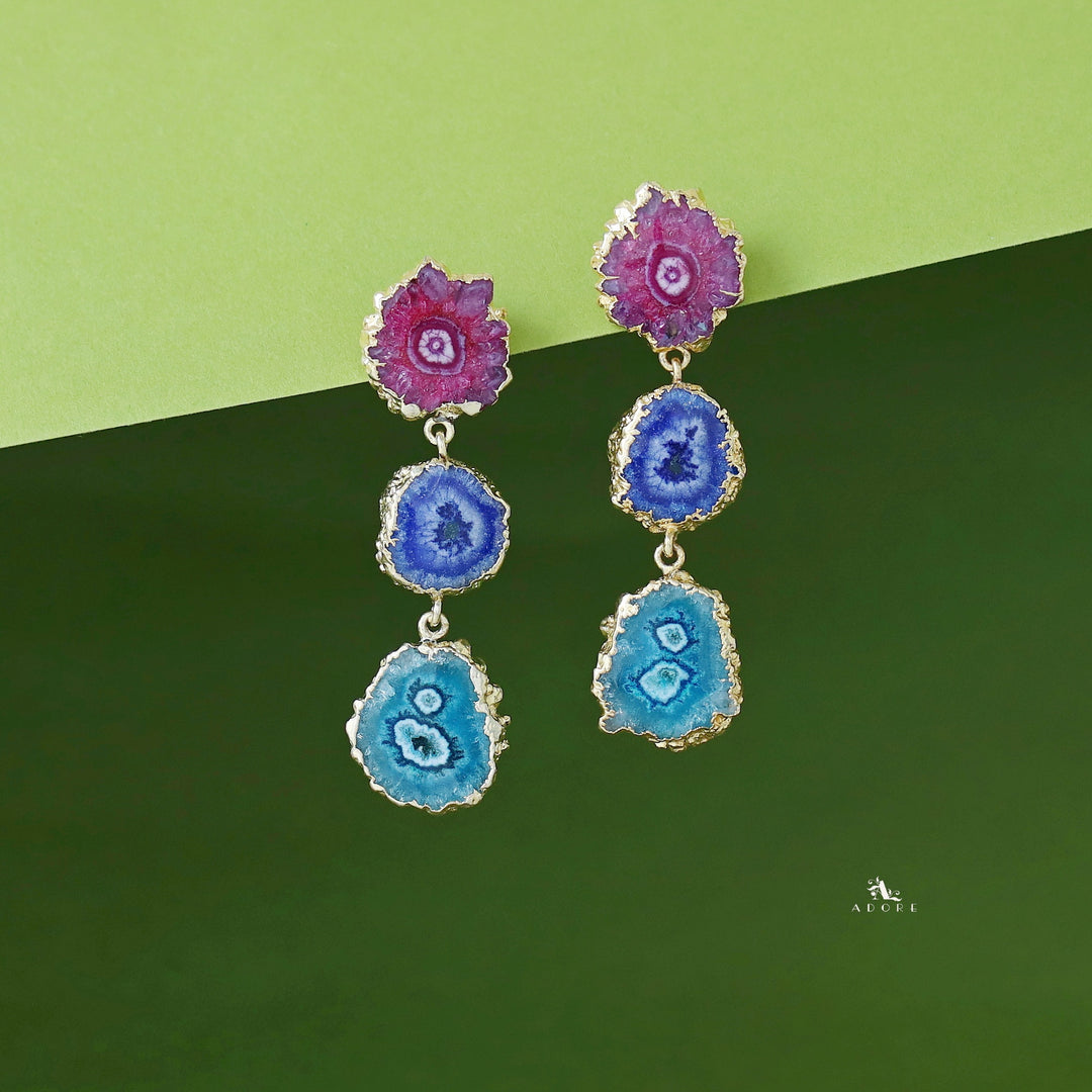 Iliana 3 Layer Solar Agate Earring