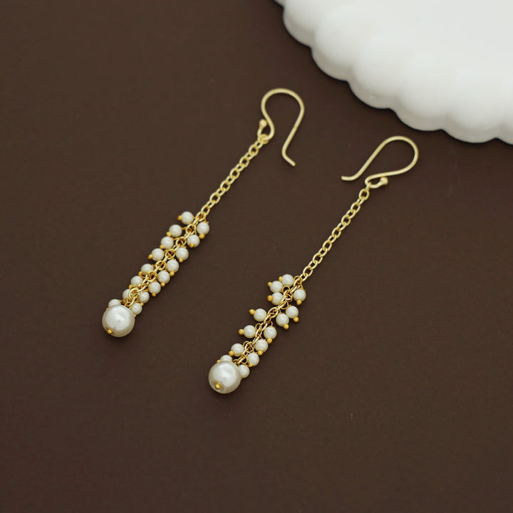 Jewel Golden Chainy Cluster Pearl Drop
