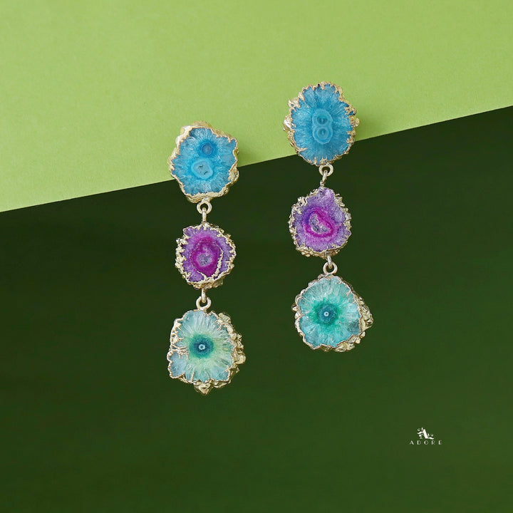 Iliana 3 Layer Solar Agate Earring