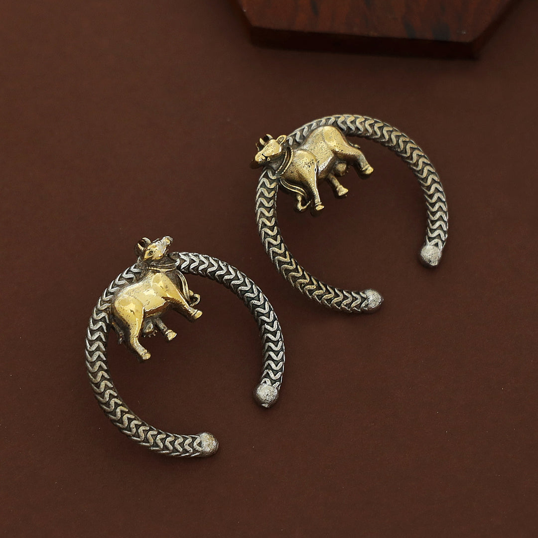 Akruthy Open Circle Dual Tone Nandi Earring