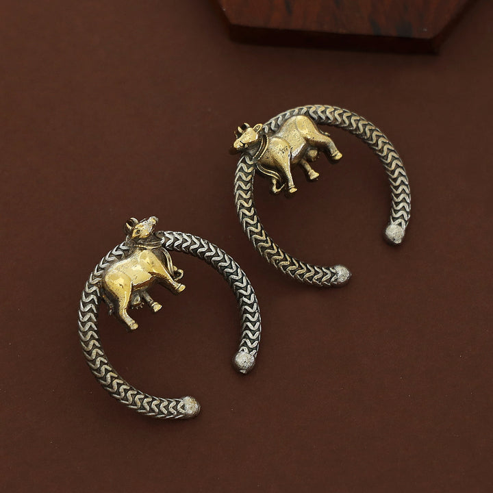Akruthy Open Circle Dual Tone Nandi Earring
