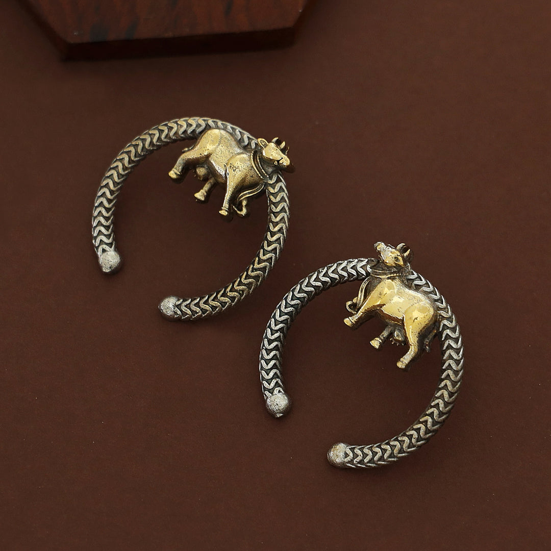 Akruthy Open Circle Dual Tone Nandi Earring