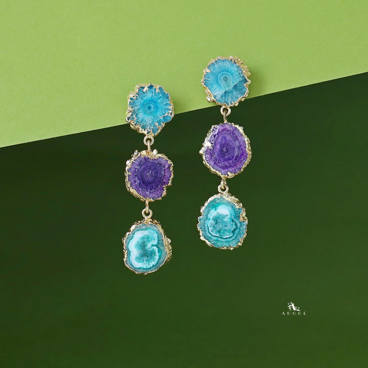 Iliana 3 Layer Solar Agate Earring