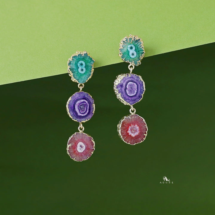 Iliana 3 Layer Solar Agate Earring