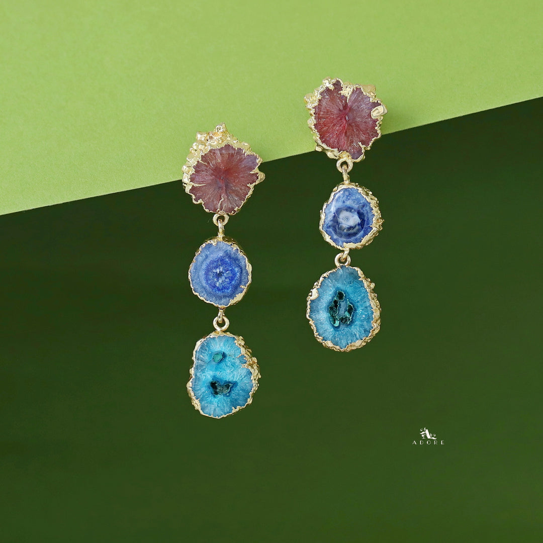 Iliana 3 Layer Solar Agate Earring