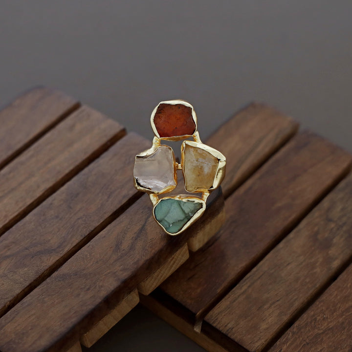 4 Raw Stone Ring (Adjustable)