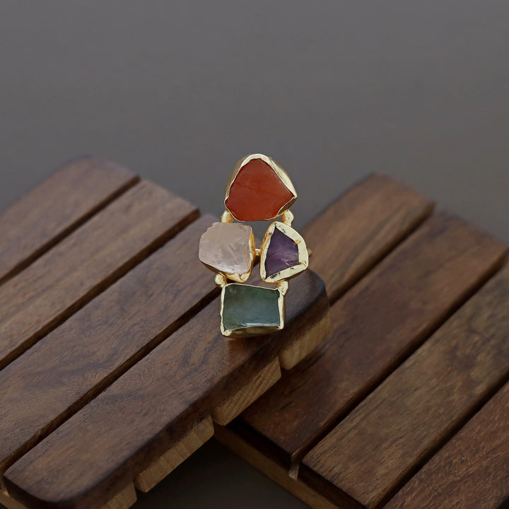 4 Raw Stone Ring (Adjustable)