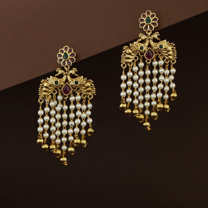 Nishka Mayura Hanging Pearl Earring