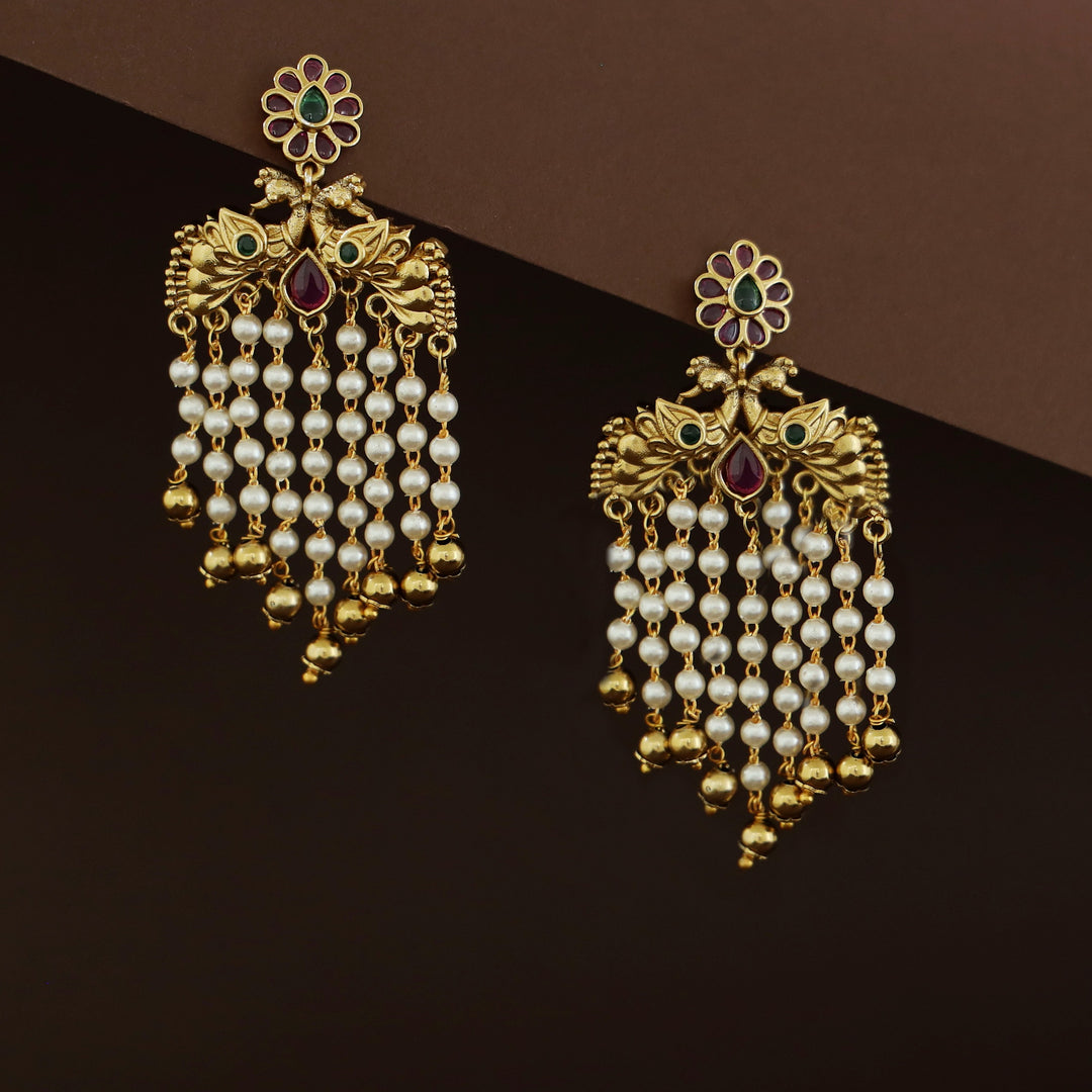 Nishka Mayura Hanging Pearl Earring