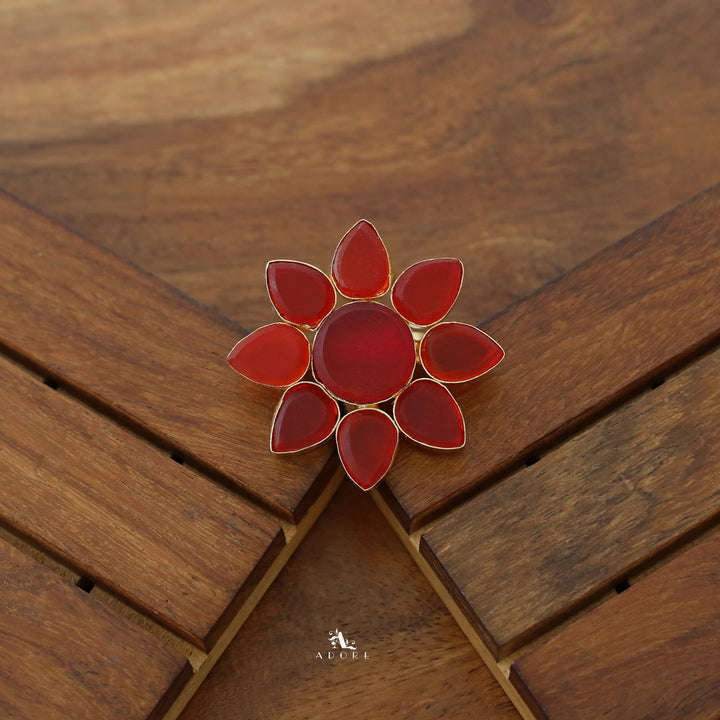 8 Petal Raw Stone Ring (Colour Option)