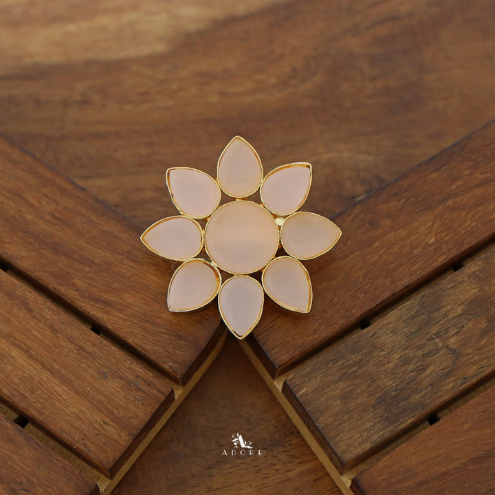 8 Petal Raw Stone Ring (Colour Option)