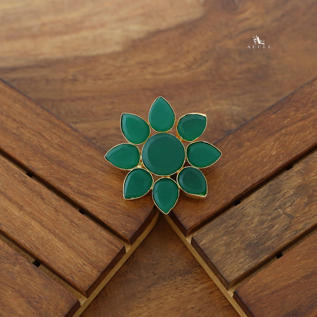8 Petal Raw Stone Ring (Colour Option)