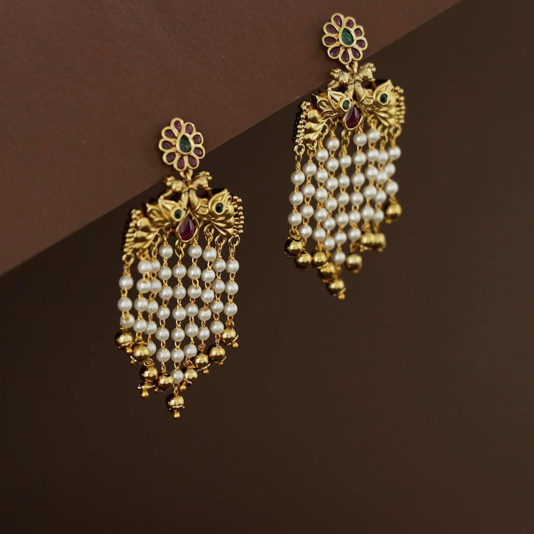 Nishka Mayura Hanging Pearl Earring