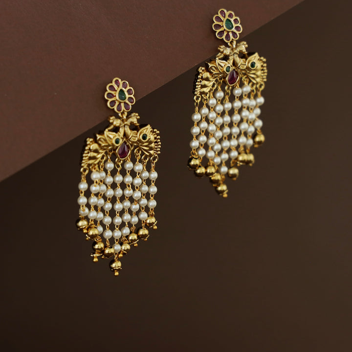 Nishka Mayura Hanging Pearl Earring