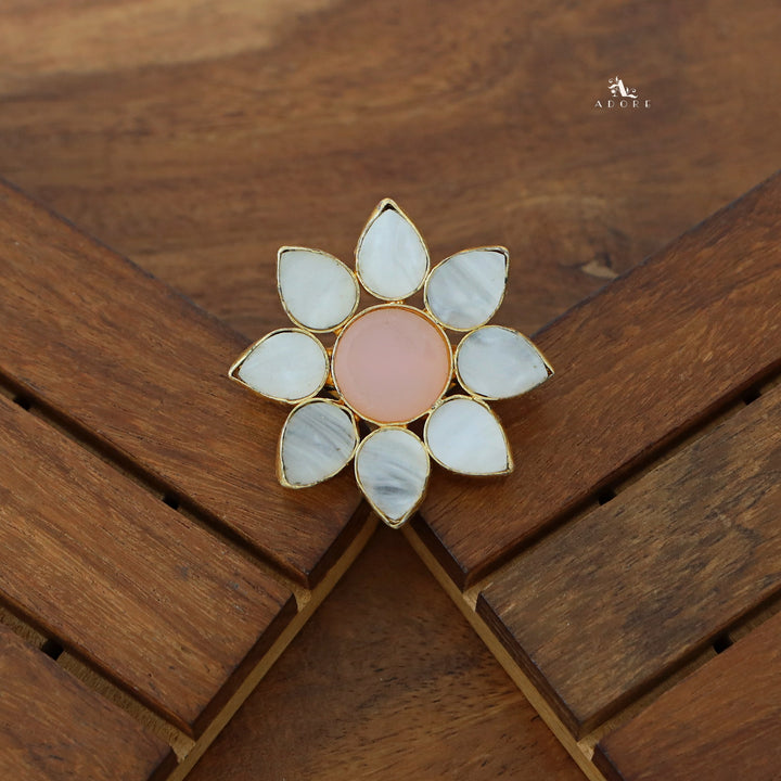 8 Petal Raw Stone Ring (Colour Option)