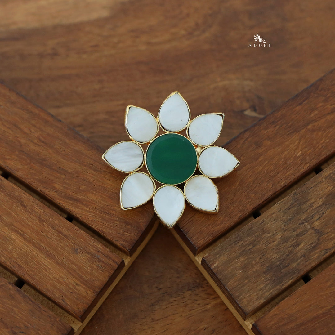 8 Petal Raw Stone Ring (Colour Option)