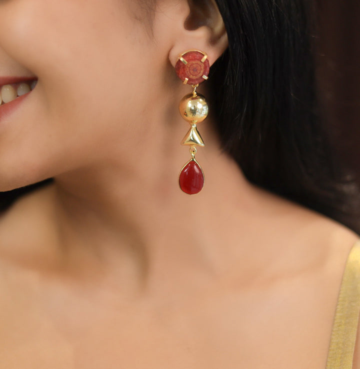 Analeia Claw Agate + Glossy Stone Earring
