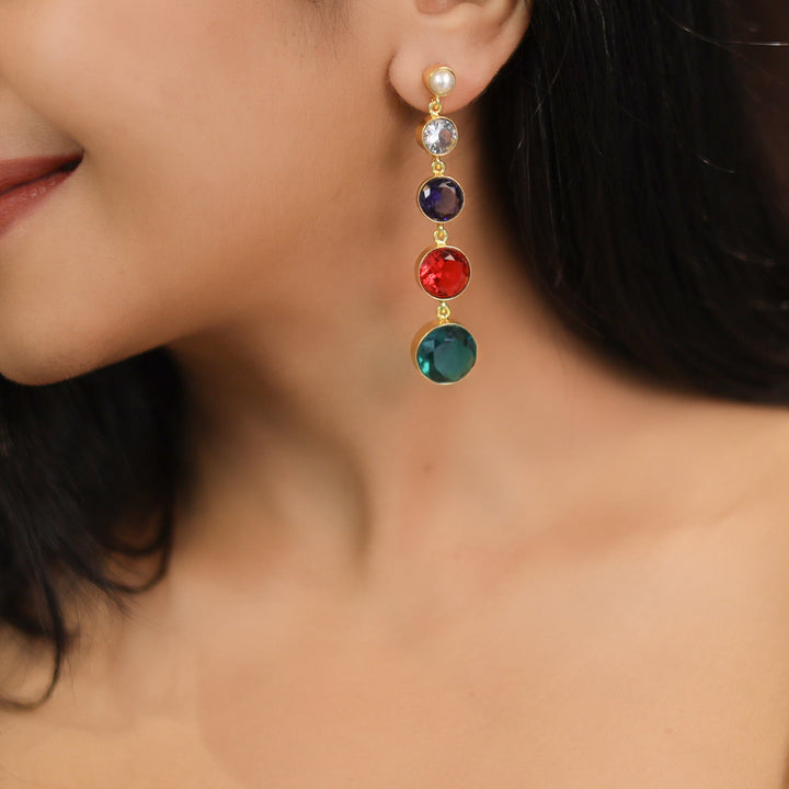 Maisha Tetra Circle Glossy Pearl Earring