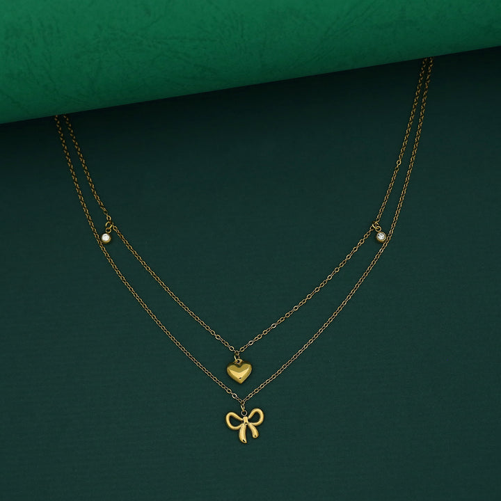 Amaya 2 Layer Heart & Bow Neckpiece