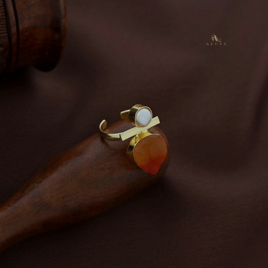 Mila Golden Raw Stone + Pearl Ring