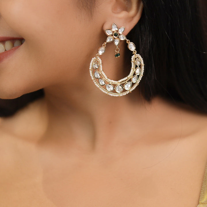 Barika Kundan Pearl Floral Earring