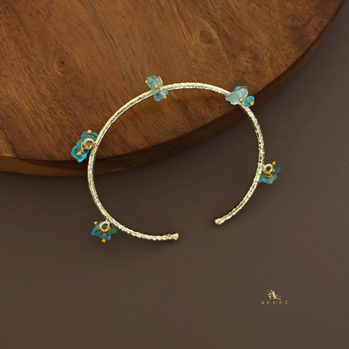Golden Textured Cluster Stone Bangle