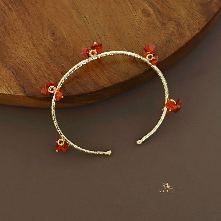 Golden Textured Cluster Stone Bangle