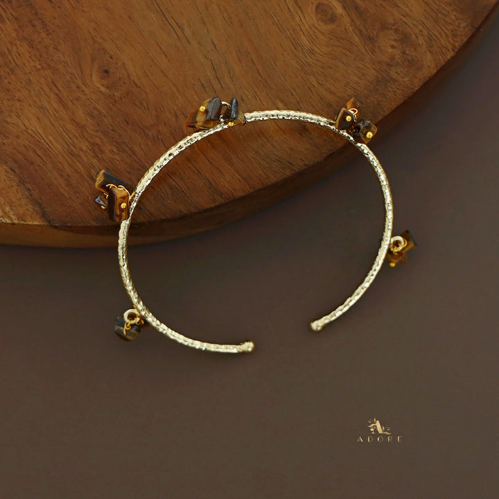 Golden Textured Cluster Stone Bangle