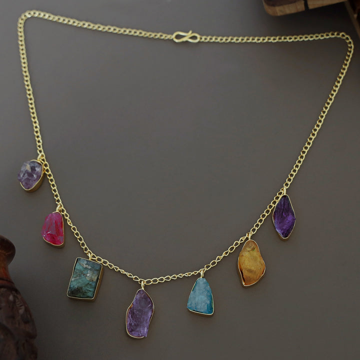 Alona Golden Raw + Dyed Stone Neckpiece