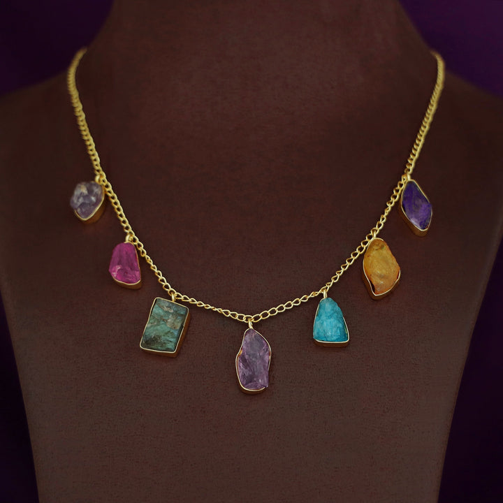 Alona Golden Raw + Dyed Stone Neckpiece