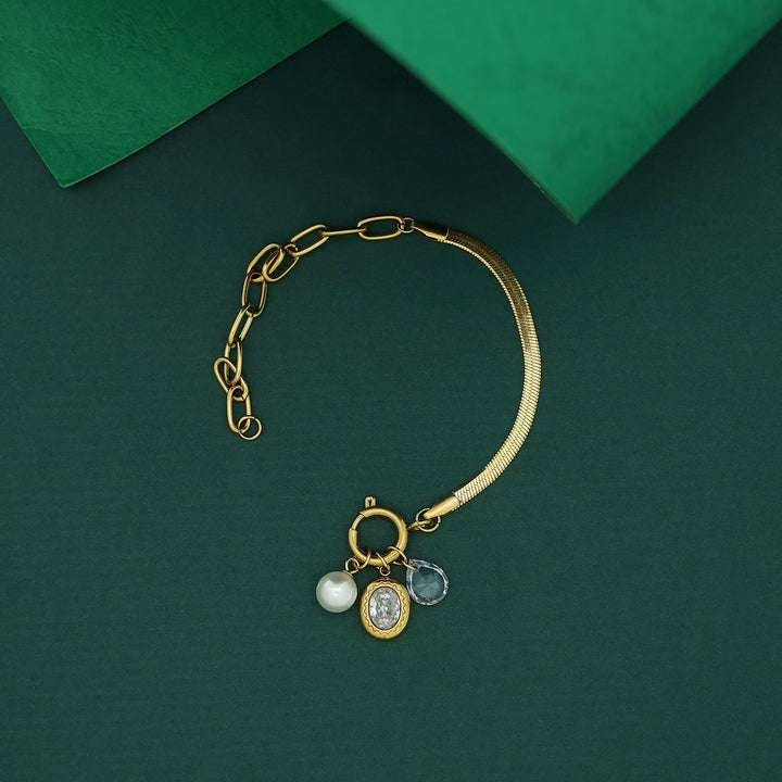 Aadvika Oval Drop Pearl Bracelet