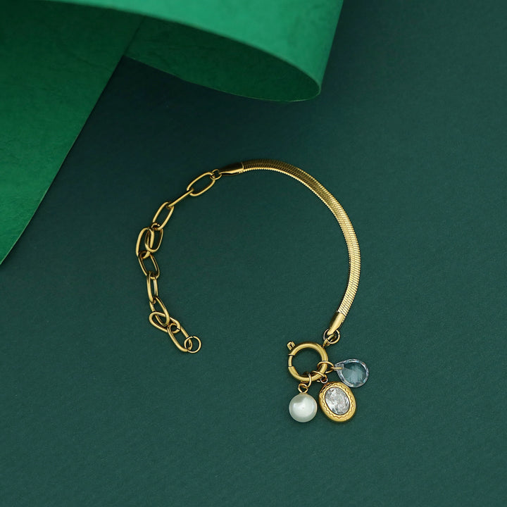 Aadvika Oval Drop Pearl Bracelet
