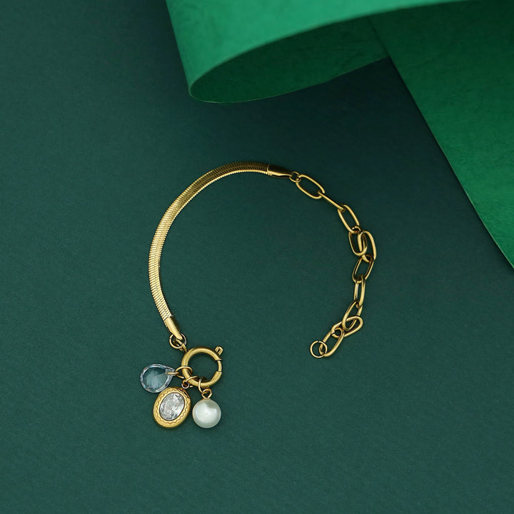 Aadvika Oval Drop Pearl Bracelet