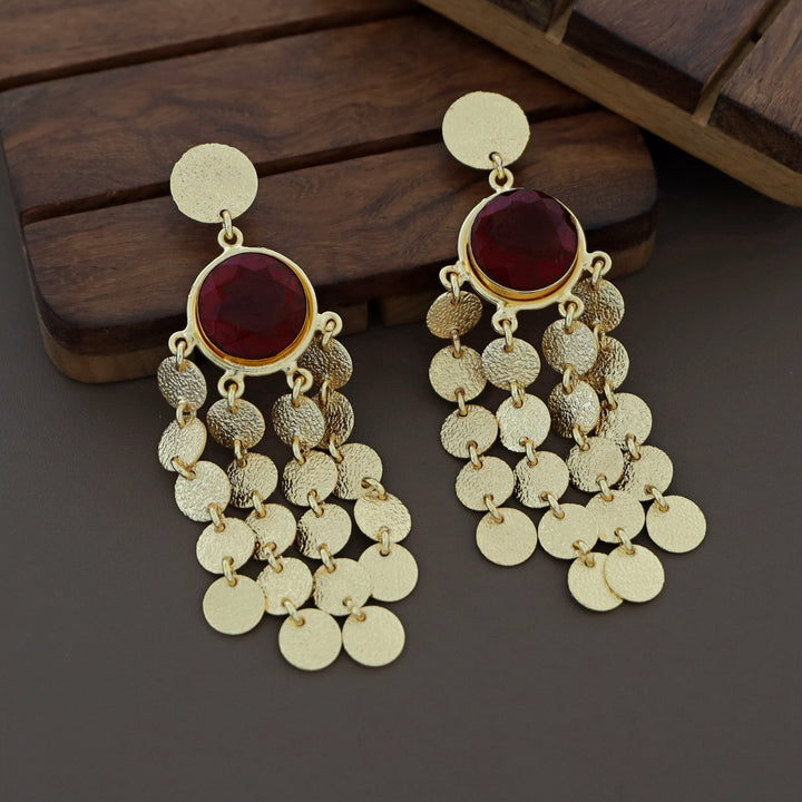 Niya Golden Circle Glossy Stone Earring